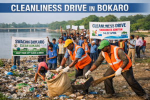 cleanliness drive along bokaro river